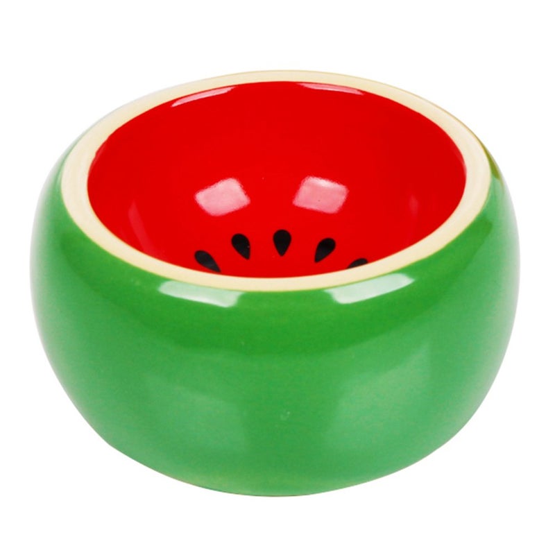 OMEM Hamster Food Bowl Ceramic Prevent Being Tipped Over Small Animal Water Dish for Guinea Pig Rodent Gerbil Cavy Hedgehog Feeding Bowl (Watermelon) - Image 2